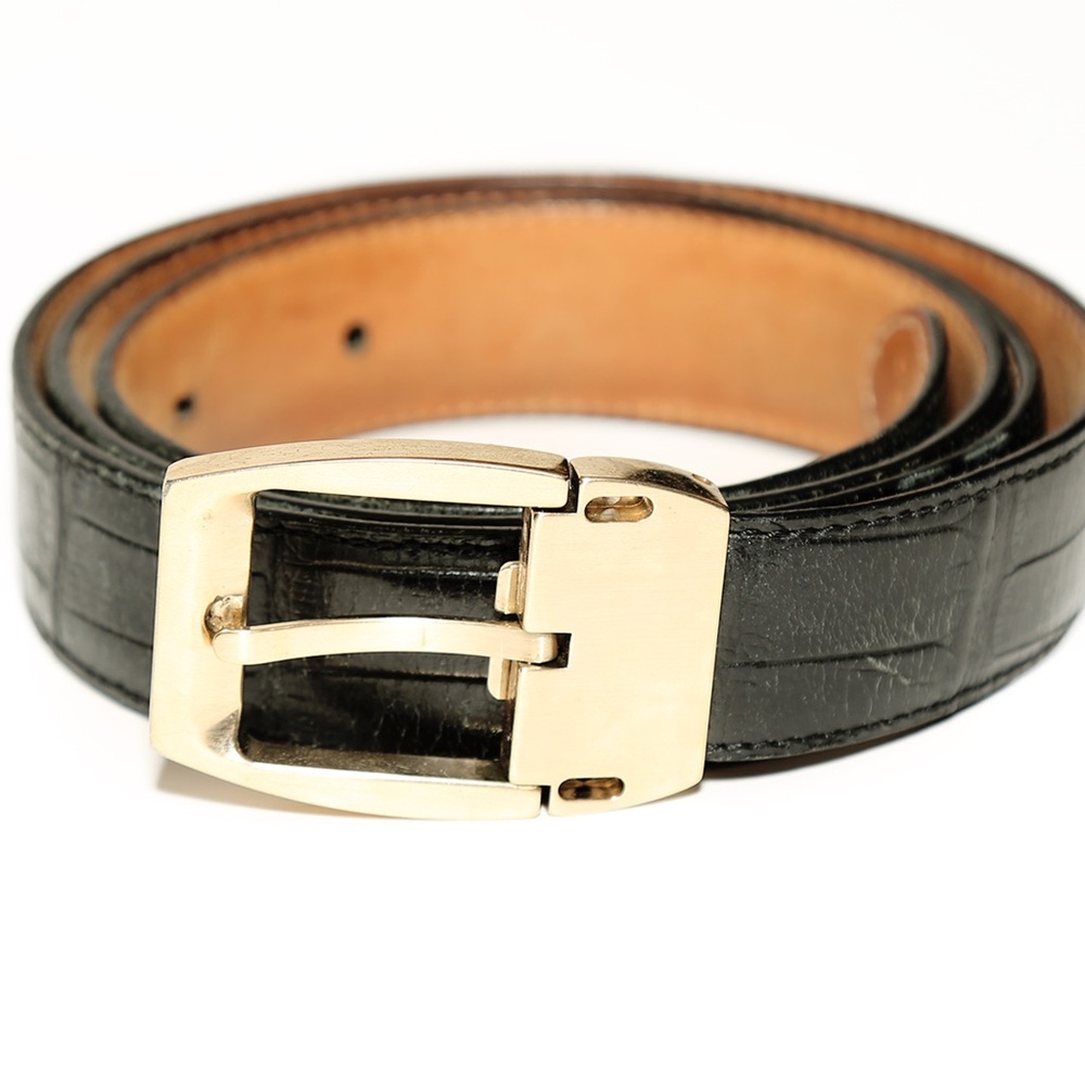 Mont Blanc Men's Belt Brass and Leather Size 45
